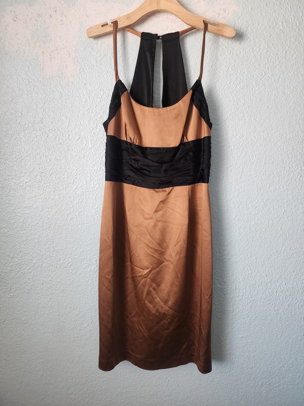 Kay Unger Brown and Black Silk Slip Dress